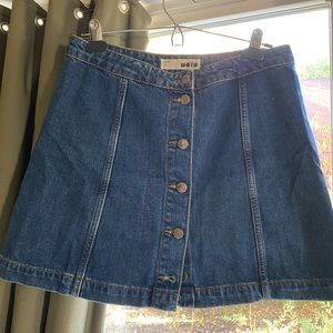 topshop moto jean skirt